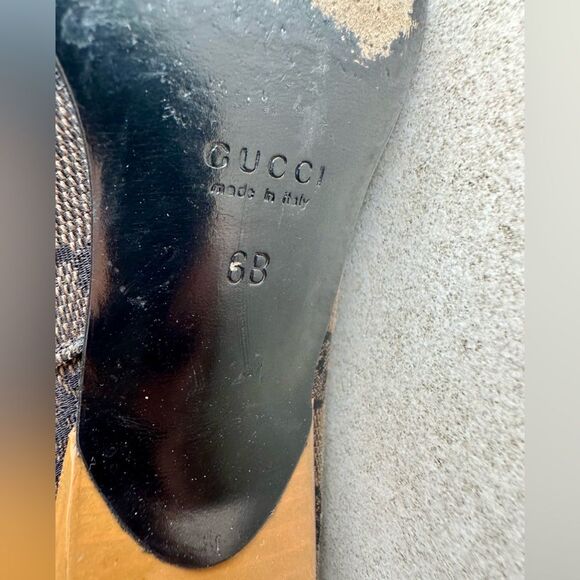 Gucci Vintage 90'S Brown GG Monogram Canvas Boots Wood Heels US 6B - Picture 4 of 16